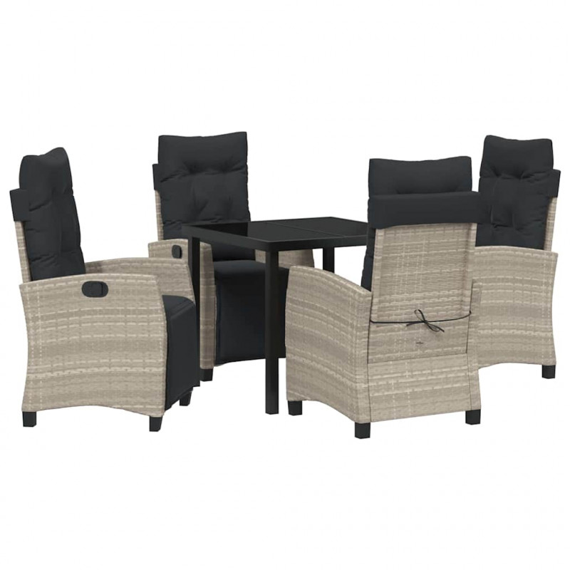 Zestaw do jadalni w ogrodzie 5 pcs Jasnoszary polirattan