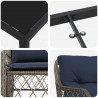 Zestaw do jadalni w ogrodzie 5 pcs Szary i czarny rattan