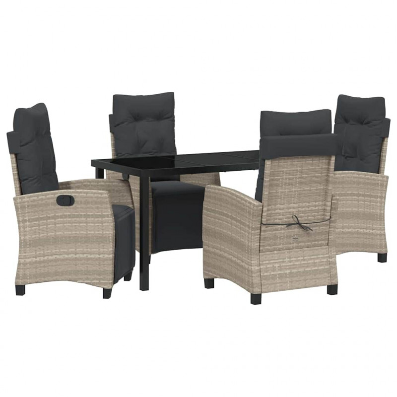 Zestaw do jadalni w ogrodzie 5 pcs Jasnoszary polirattan