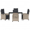 Zestaw do jadalni w ogrodzie 5 pcs Jasnoszary polirattan