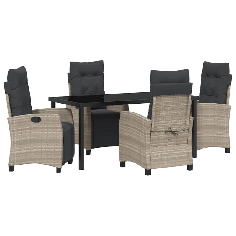 Zestaw do jadalni w ogrodzie 5 pcs Jasnoszary polirattan