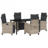 Zestaw do jadalni w ogrodzie 5 pcs Jasnoszary polirattan