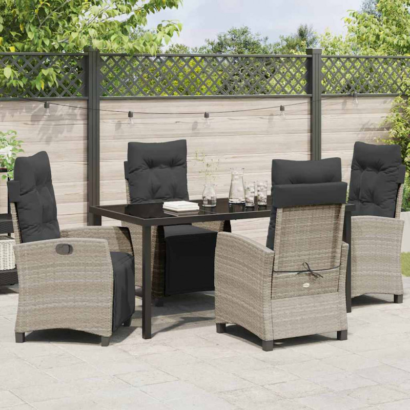 Zestaw do jadalni w ogrodzie 5 pcs Jasnoszary polirattan