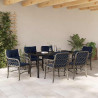Zestaw do jadalni w ogrodzie 7 pcs Szary i czarny rattan