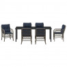 Zestaw do jadalni w ogrodzie 7 pcs Szary i czarny rattan