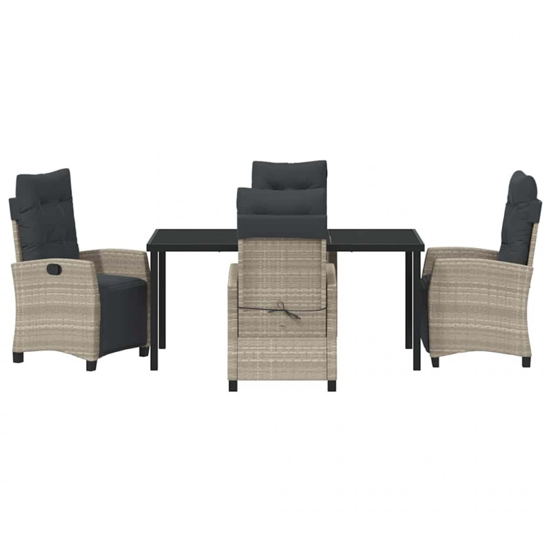 Zestaw do jadalni w ogrodzie 5 pcs Jasnoszary polirattan