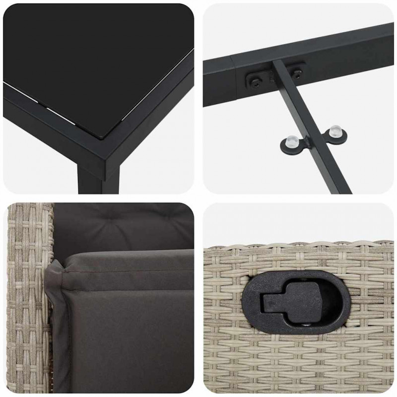 Zestaw do jadalni w ogrodzie 5 pcs Jasnoszary polirattan