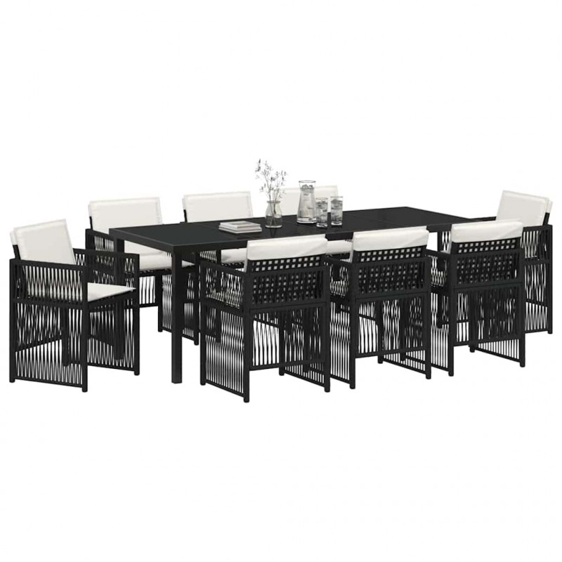 Zestaw do jadalni w ogrodzie 9 pcs Czarny