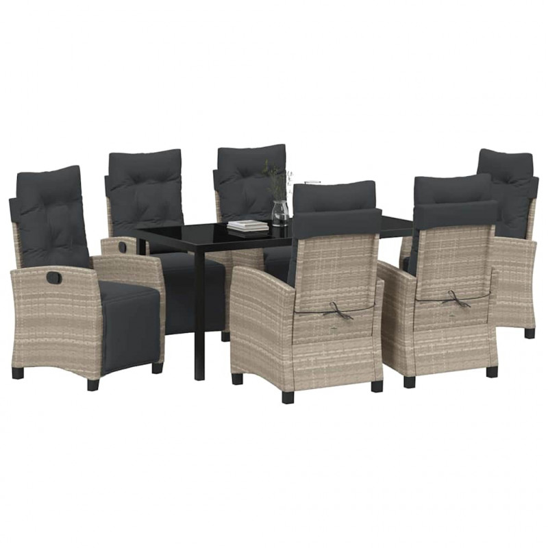 Zestaw do jadalni w ogrodzie 7 pcs Jasnoszary polirattan