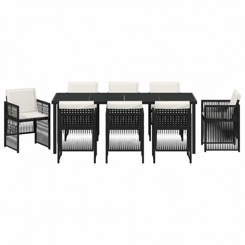 Zestaw do jadalni w ogrodzie 9 pcs Czarny
