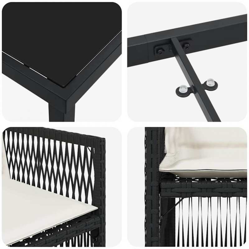 Zestaw do jadalni w ogrodzie 9 pcs Czarny