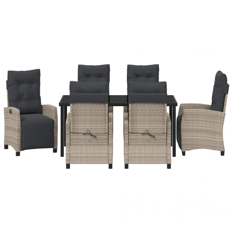 Zestaw do jadalni w ogrodzie 7 pcs Jasnoszary polirattan