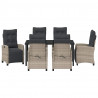 Zestaw do jadalni w ogrodzie 7 pcs Jasnoszary polirattan