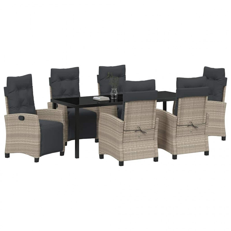 Zestaw do jadalni w ogrodzie 7 pcs Jasnoszary polirattan