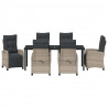 Zestaw do jadalni w ogrodzie 7 pcs Jasnoszary polirattan