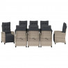 Zestaw do jadalni w ogrodzie 9 pcs Jasnoszary polirattan