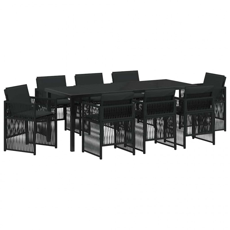 Zestaw do jadalni w ogrodzie 9 pcs Czarny