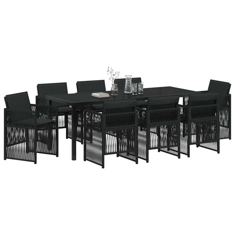 Zestaw do jadalni w ogrodzie 9 pcs Czarny