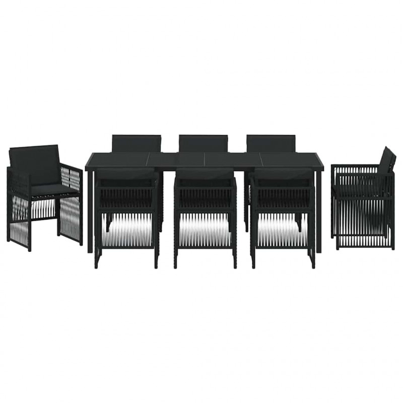 Zestaw do jadalni w ogrodzie 9 pcs Czarny