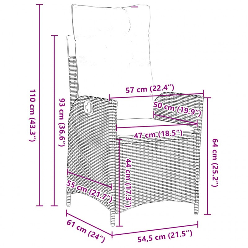 Zestaw do jadalni w ogrodzie z poduszką 5 pcs Czarny polirattan