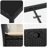 Zestaw do jadalni w ogrodzie z poduszką 7 pcs Czarny polirattan