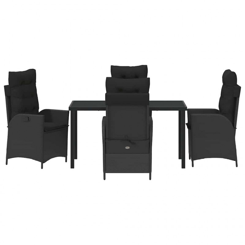 Zestaw do jadalni w ogrodzie z poduszką 5 pcs Czarny polirattan