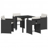 Zestaw do jadalni w ogrodzie 5 pcs Czarny polirattan