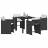 Zestaw do jadalni w ogrodzie 5 pcs Czarny polirattan