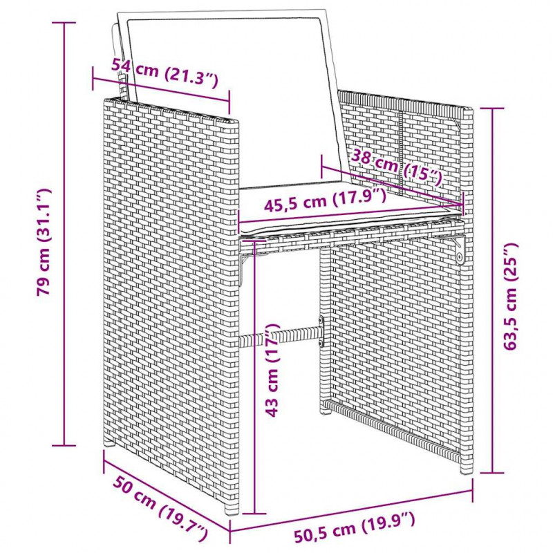 Zestaw do jadalni w ogrodzie 5 pcs Czarny polirattan