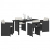 Zestaw do jadalni w ogrodzie 5 pcs Czarny polirattan
