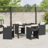 Zestaw do jadalni w ogrodzie 5 pcs Czarny polirattan