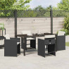 Zestaw do jadalni w ogrodzie 5 pcs Czarny polirattan