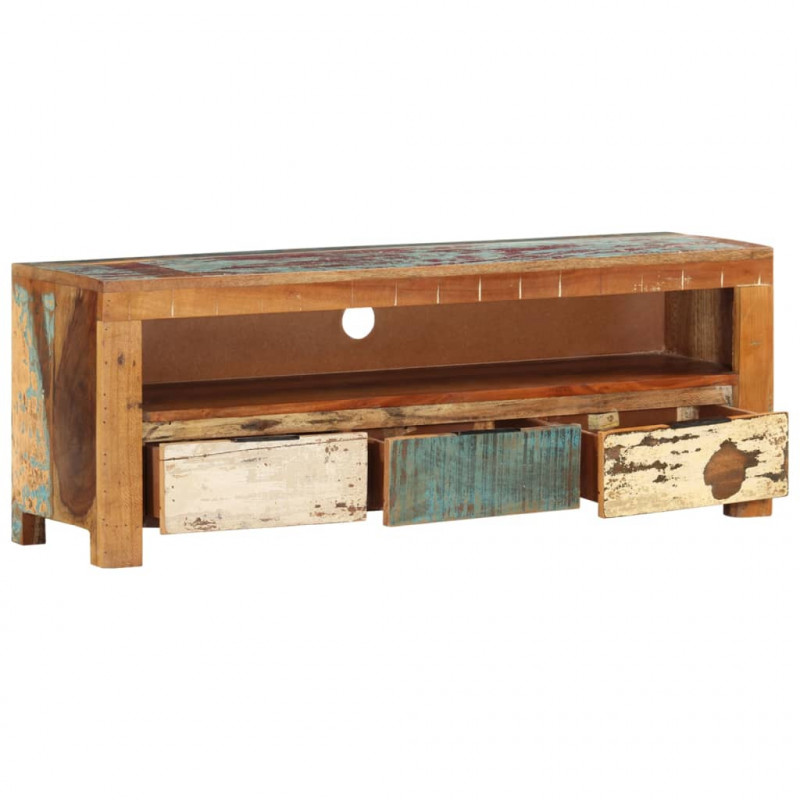 Szafka pod telewizor, 110x30x40 cm, lite drewno z odzysku