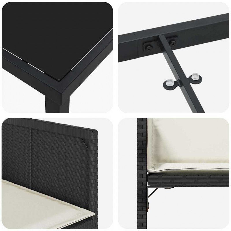 Zestaw do jadalni w ogrodzie 5 pcs Czarny polirattan
