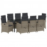 Zestaw do jadalni w ogrodzie z poduszką 9 pcs Szary polirattan