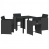 Zestaw do jadalni w ogrodzie 5 pcs Czarny polirattan