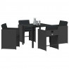 Zestaw do jadalni w ogrodzie 5 pcs Czarny polirattan