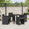 Zestaw do jadalni w ogrodzie 5 pcs Czarny polirattan
