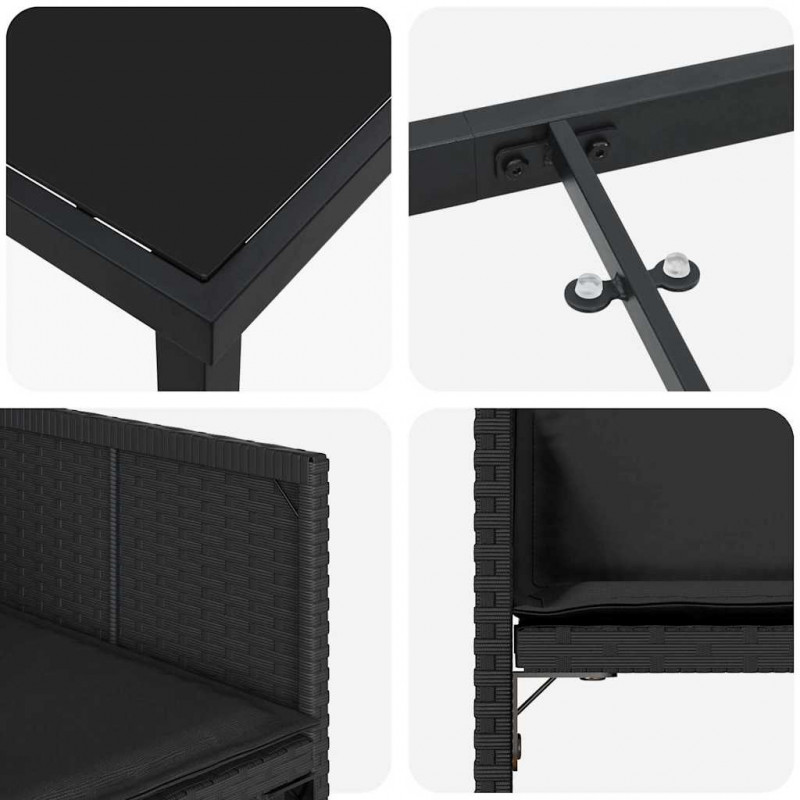 Zestaw do jadalni w ogrodzie 5 pcs Czarny polirattan