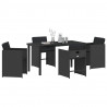 Zestaw do jadalni w ogrodzie 5 pcs Czarny polirattan
