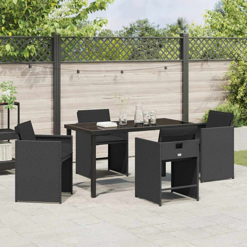 Zestaw do jadalni w ogrodzie 5 pcs Czarny polirattan