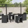 Zestaw do jadalni w ogrodzie 5 pcs Czarny polirattan