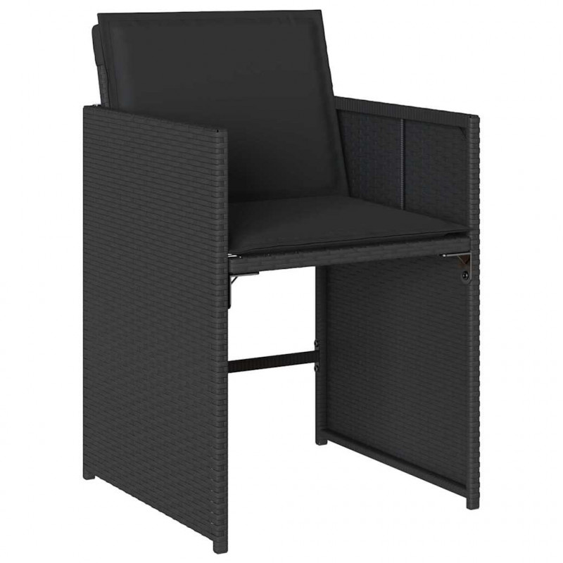 Zestaw do jadalni w ogrodzie 5 pcs Czarny polirattan