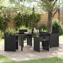 Zestaw do jadalni w ogrodzie 5 pcs Czarny polirattan