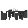 Zestaw do jadalni w ogrodzie 5 pcs Czarny polirattan