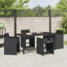Zestaw do jadalni w ogrodzie 5 pcs Czarny polirattan