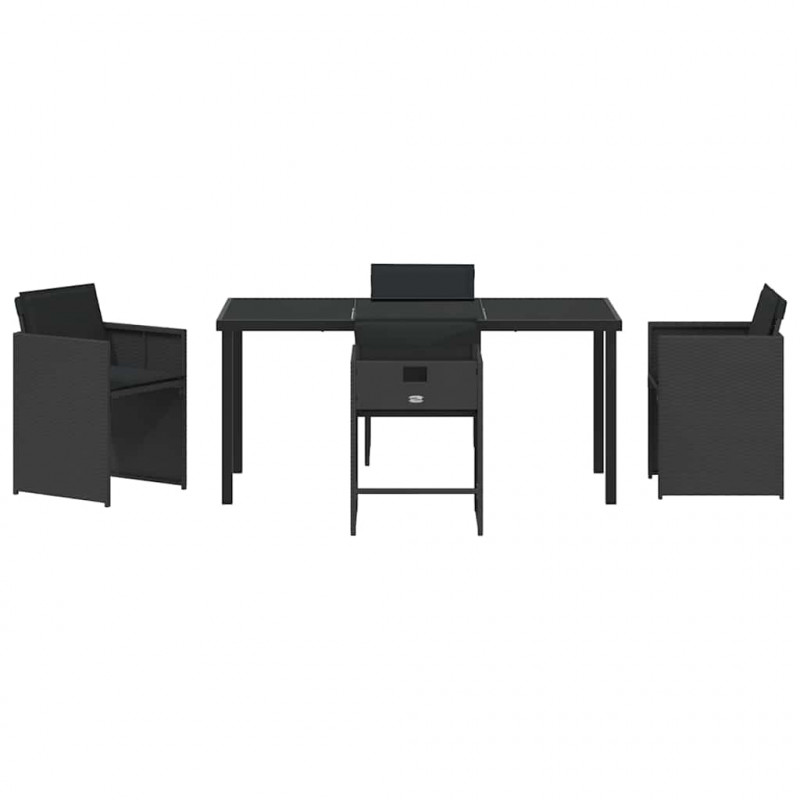 Zestaw do jadalni w ogrodzie 5 pcs Czarny polirattan