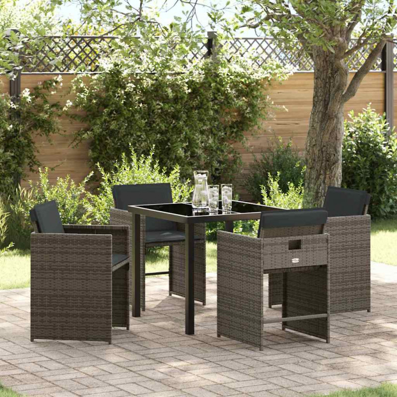 Zestaw do jadalni w ogrodzie 5 pcs Szary polirattan