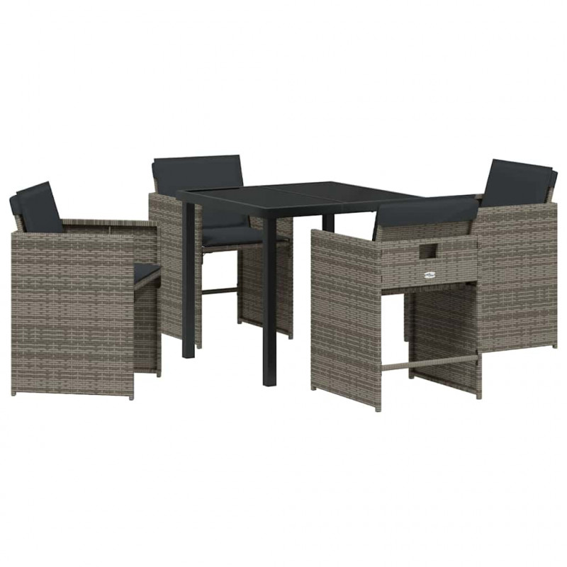 Zestaw do jadalni w ogrodzie 5 pcs Szary polirattan