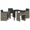 Zestaw do jadalni w ogrodzie 5 pcs Szary polirattan